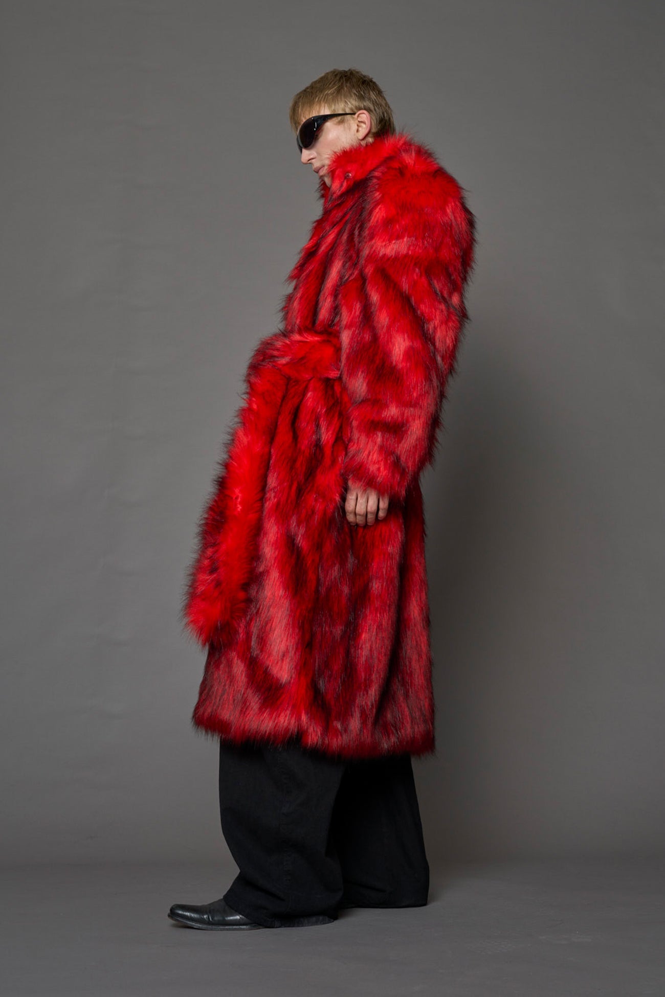 NAMILIA Midnight Faux Fur Coat - RED, s