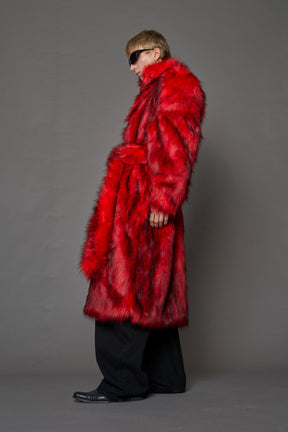 NAMILIA Midnight Faux Fur Coat - RED, s