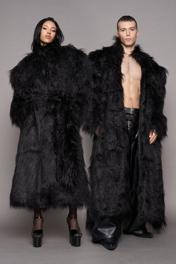 NAMILIA Midnight Faux Fur Coat - Black, s