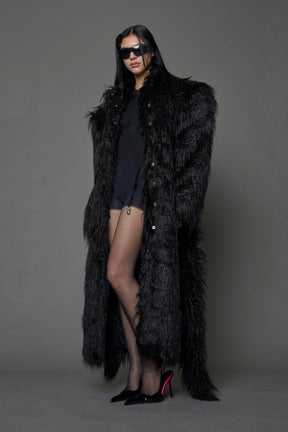 NAMILIA Midnight Faux Fur Coat - BLACK, s