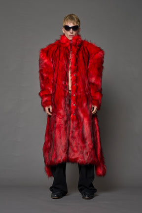 NAMILIA Midnight Faux Fur Coat - RED, s