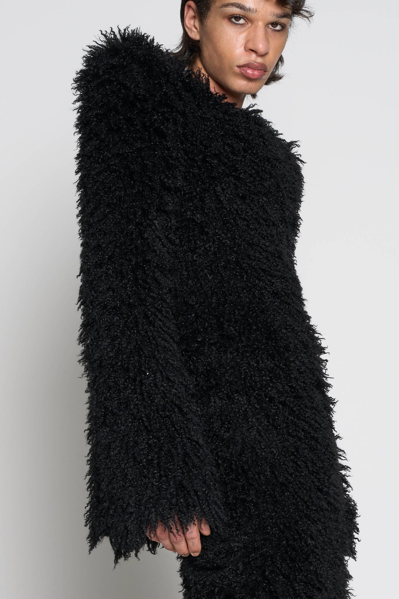 NAMILIA Midnight Faux Fur Gown - S, Black