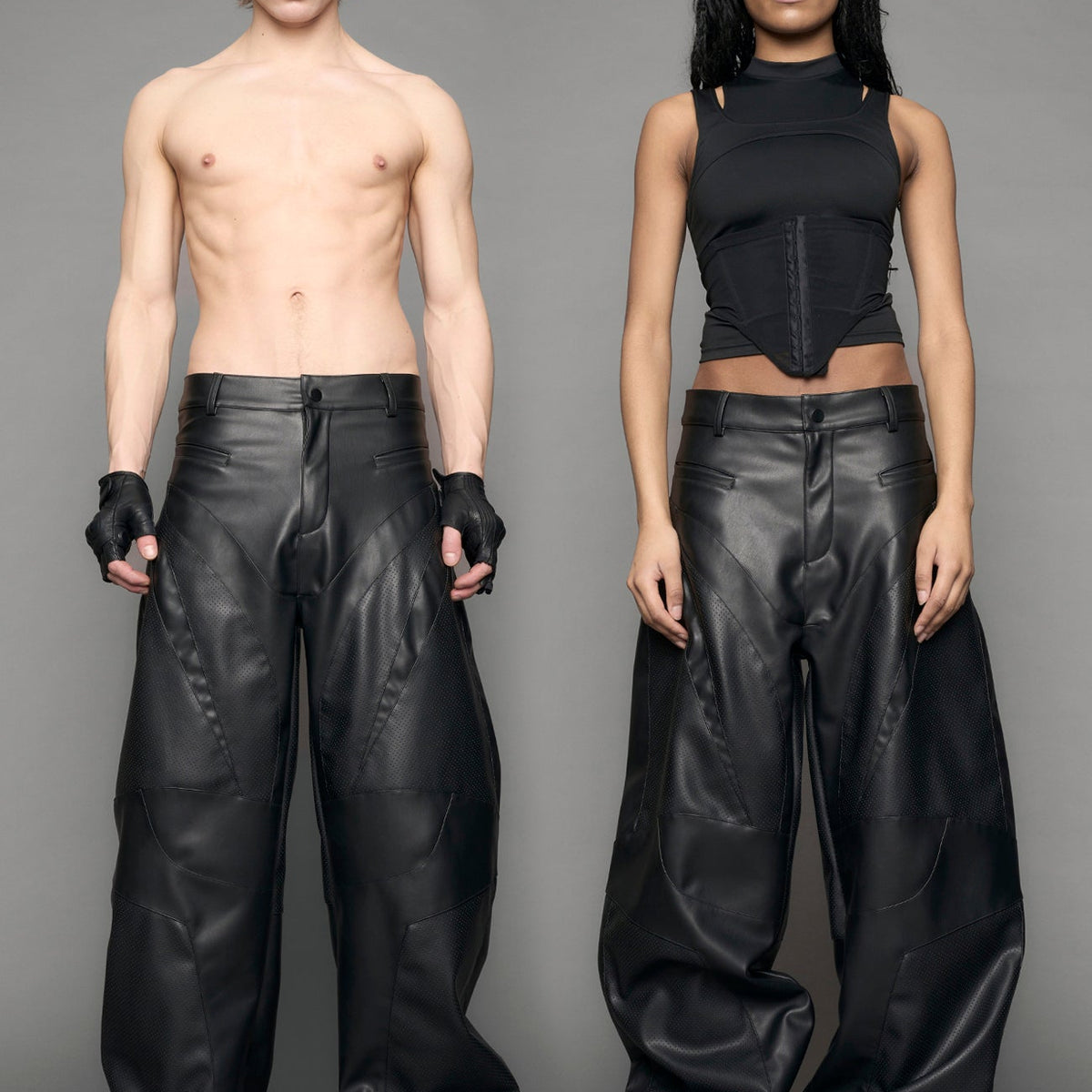 Moto Leather Baggy Pants