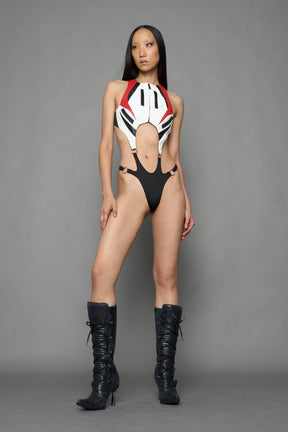 NAMILIA Moto Cut Out Body - Flat Panty - WHITE RED, xs