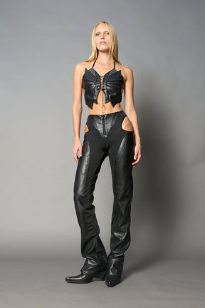 NAMILIA Moto Cut Out Pants - Black, xs