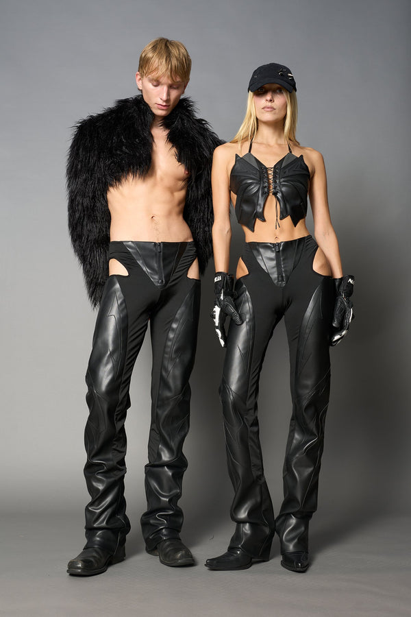 NAMILIA Moto Cut Out Pants - Black, xs