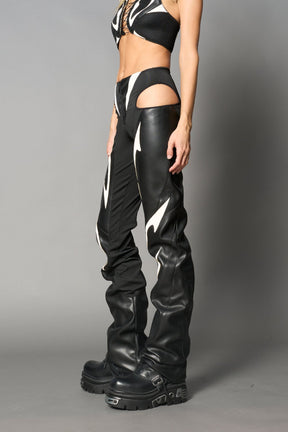 NAMILIA Moto Cut Out Pants - White, xs