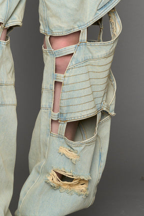 NAMILIA Moto Denim Floating Pants - BLUE LIGHT WASH, xs