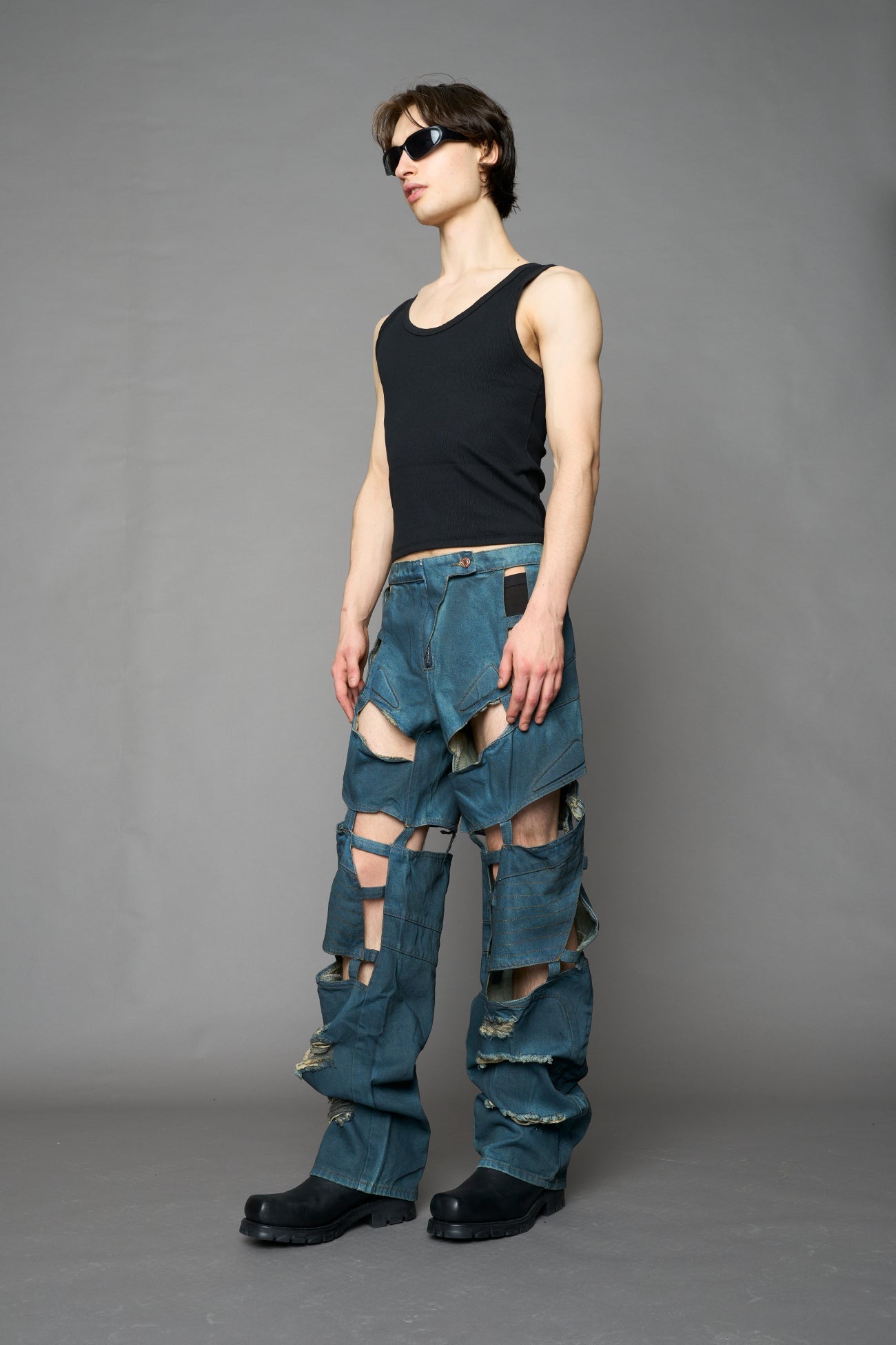 NAMILIA Moto Denim Floating Pants - BLUE SMOKE, xs