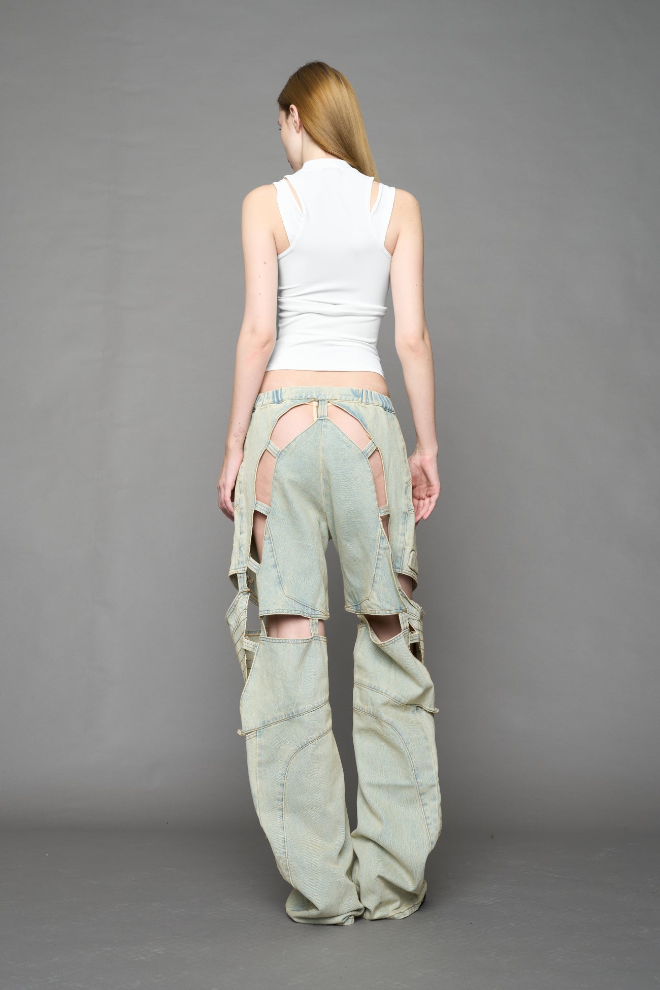 NAMILIA Moto Denim Floating Pants - BLUE LIGHT WASH, xs