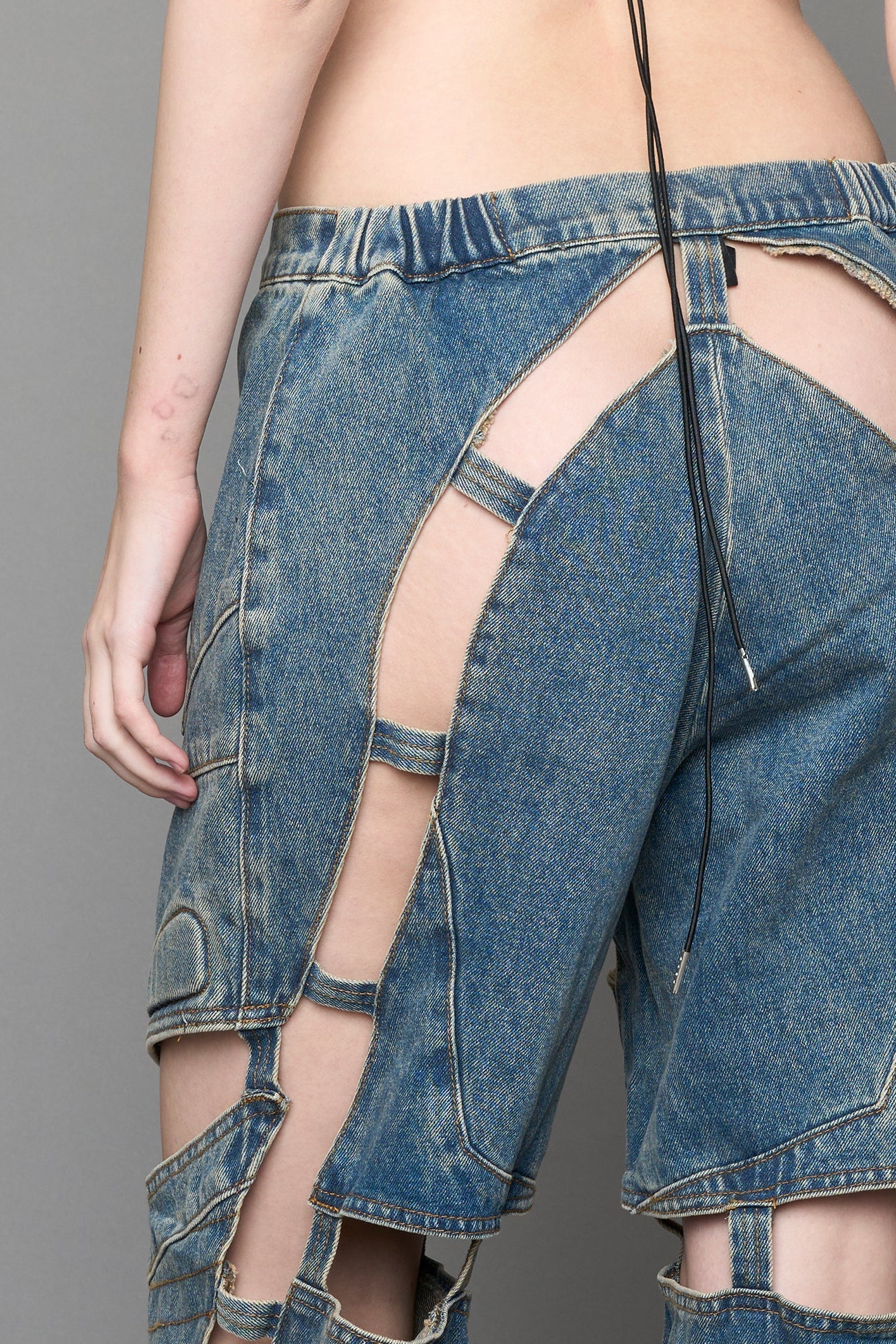 NAMILIA Moto Denim Floating Pants - BLUE / MUD, xs