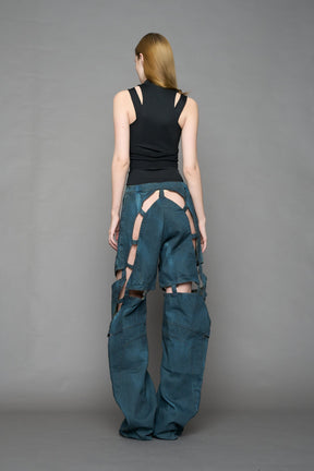 NAMILIA Moto Denim Floating Pants - BLUE SMOKE, xs
