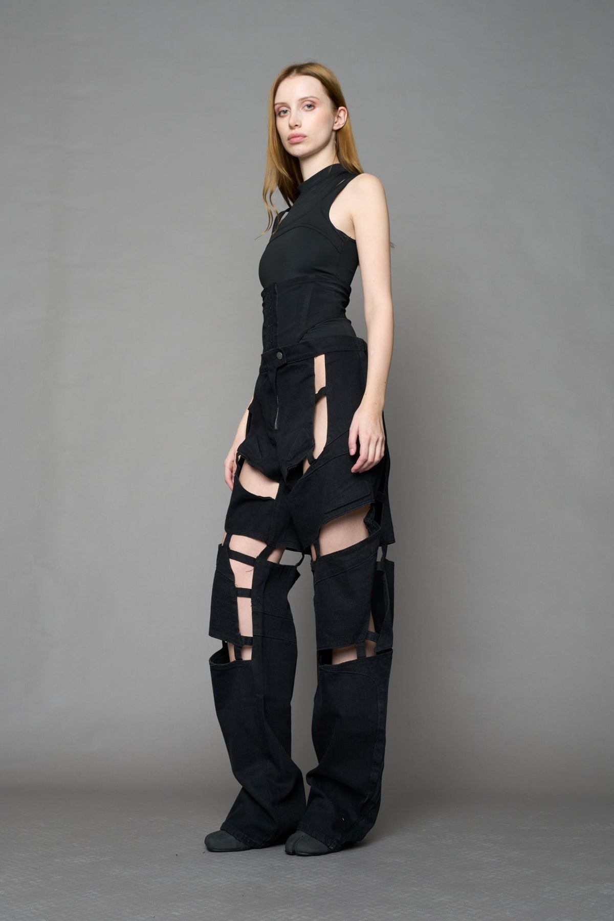 NAMILIA Moto Denim Floating Pants - BLACK DARK WASH, xs