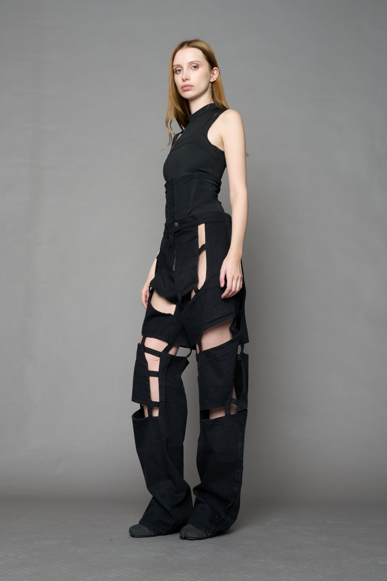 NAMILIA Moto Denim Floating Pants - BLACK DARK WASH, xs