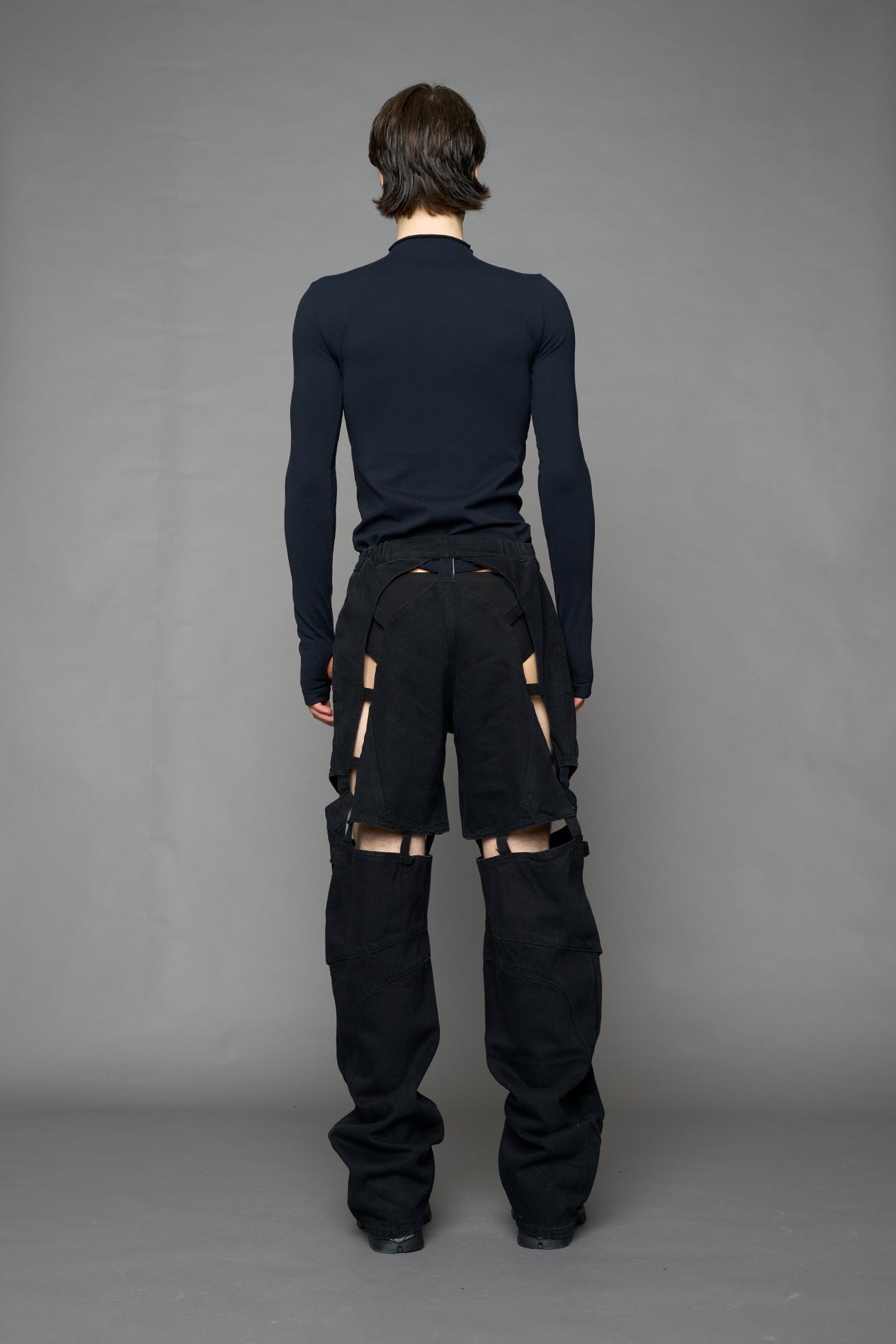 NAMILIA Moto Denim Floating Pants - BLACK DARK WASH, xs