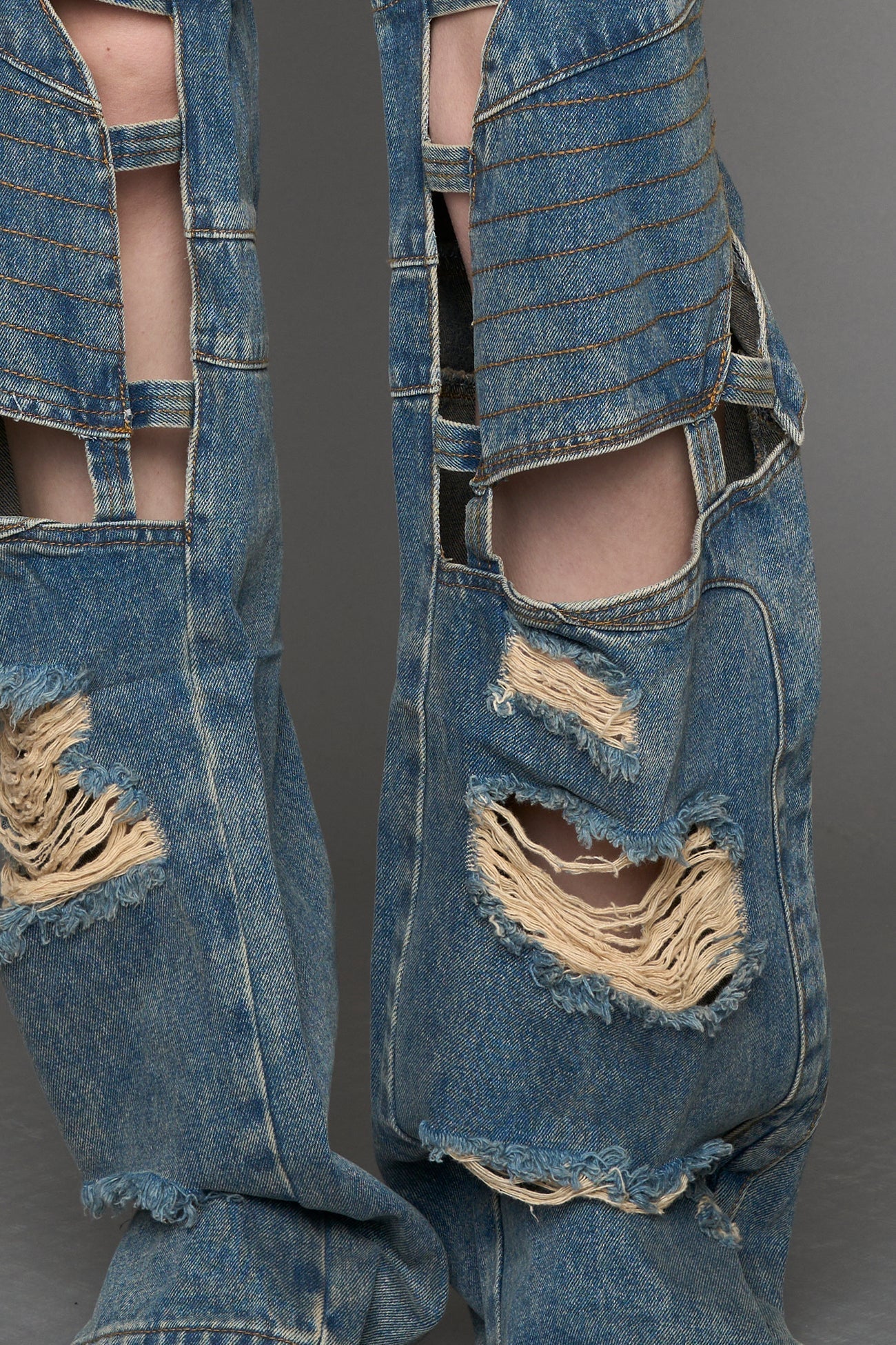 NAMILIA Moto Denim Floating Pants - BLUE / MUD, xs