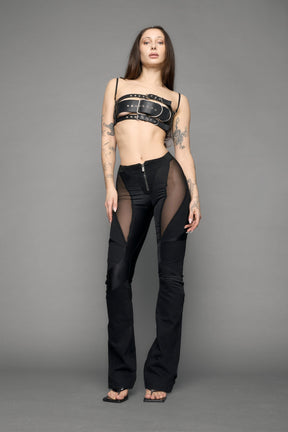NAMILIA Moto Denim Mesh Pants - black, xs