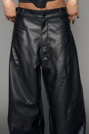 NAMILIA Moto Leather Baggy Pants - black, xs
