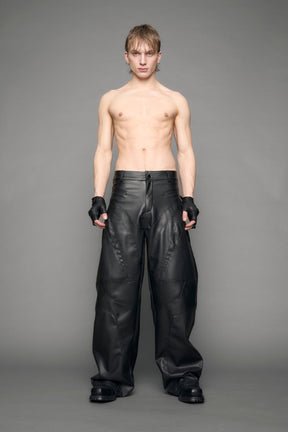 NAMILIA Moto Leather Baggy Pants - black, xs