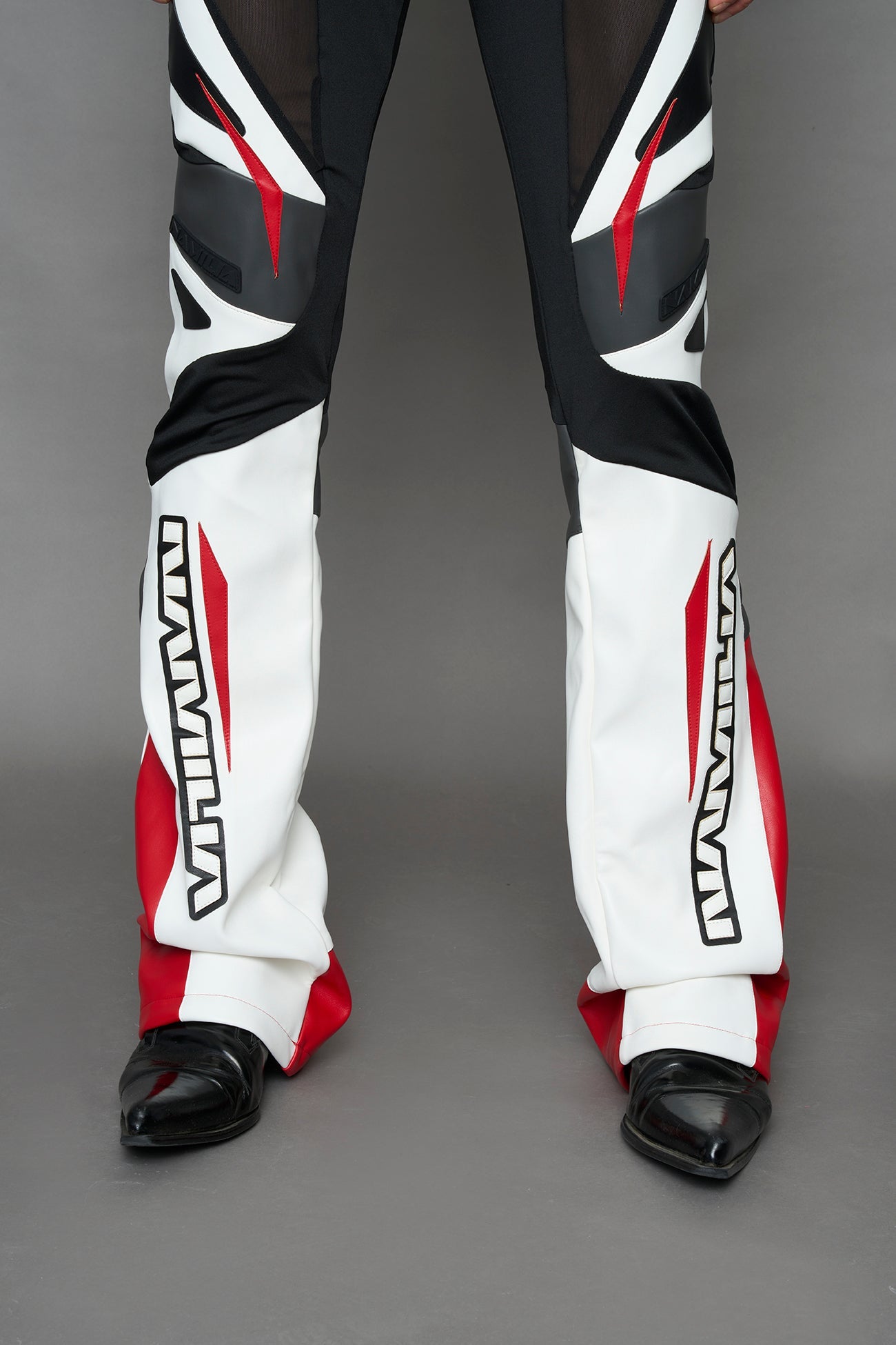 NAMILIA moto mesh pants - white red, XS
