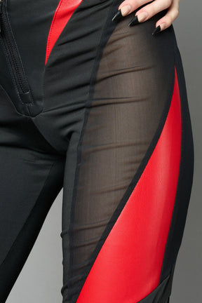 NAMILIA moto mesh pants - black red, XS