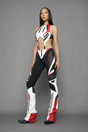 NAMILIA moto mesh pants - white red, XS
