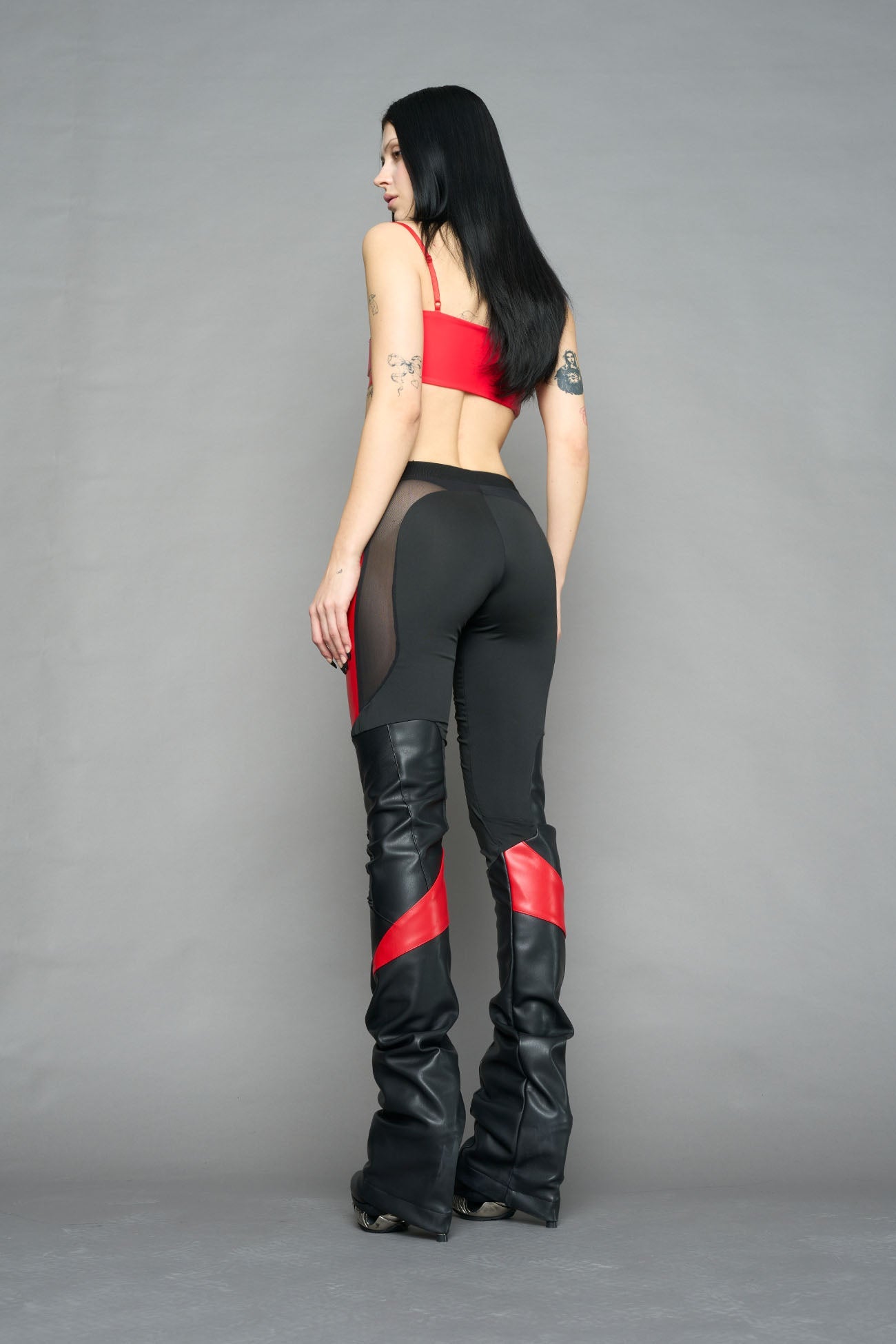 NAMILIA moto mesh pants - black red, XS