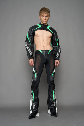 NAMILIA moto mesh pants - black green, XS