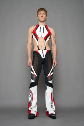 NAMILIA moto mesh pants - white red, XS