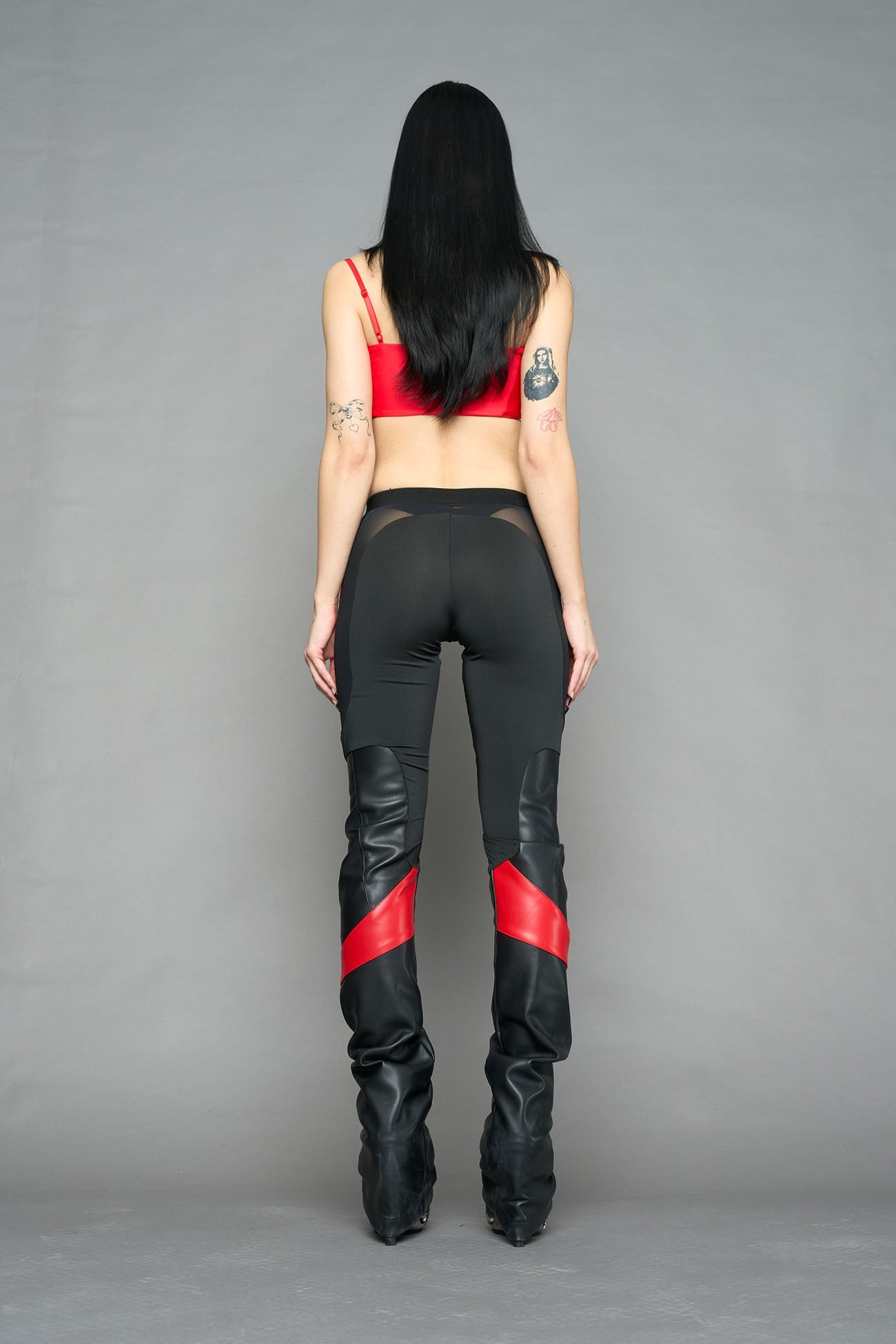 NAMILIA moto mesh pants - black red, XS