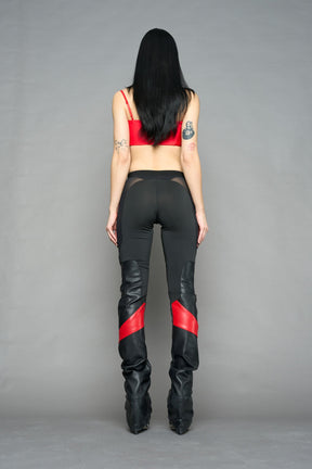 NAMILIA moto mesh pants - black red, XS