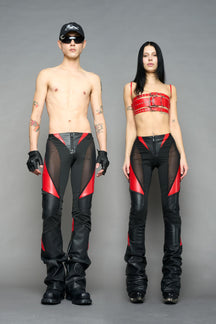 NAMILIA moto mesh pants - black red, XS