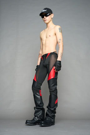 NAMILIA moto mesh pants - black red, XS