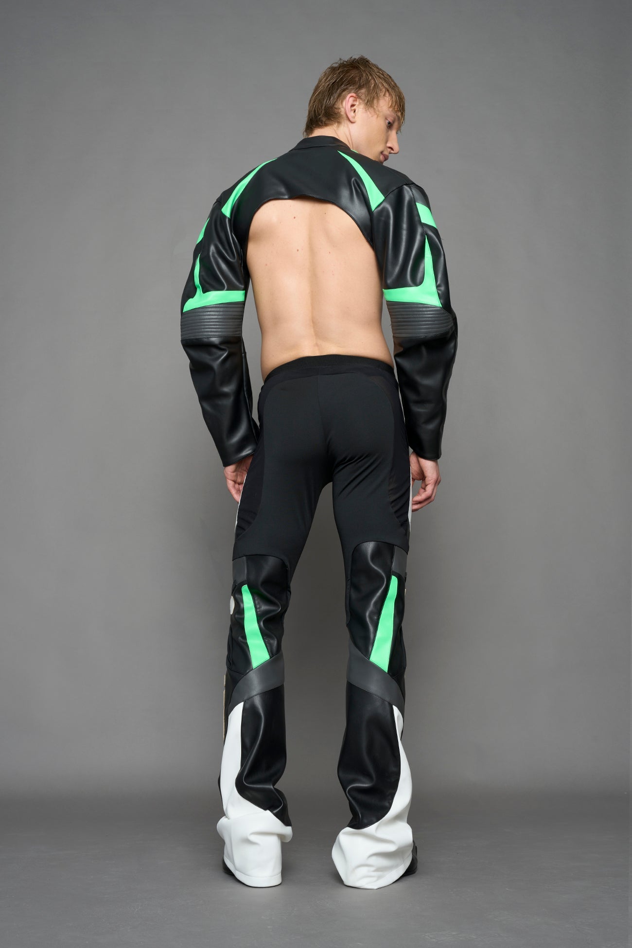NAMILIA moto mesh pants - black green, XS