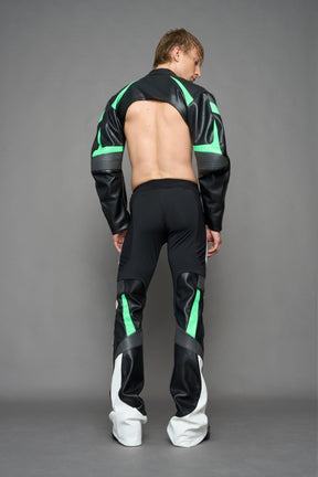 NAMILIA moto mesh pants - black green, XS