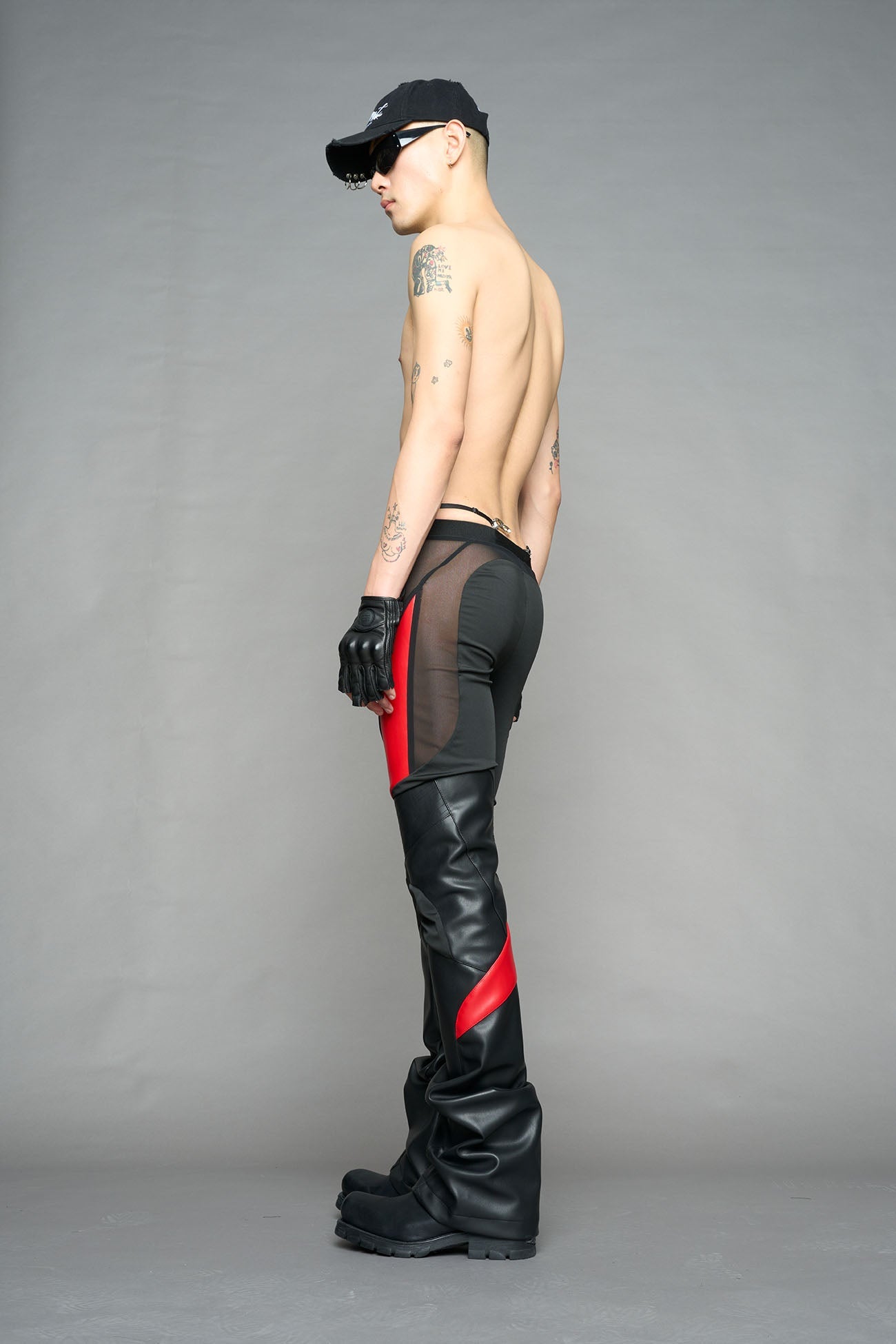NAMILIA moto mesh pants - black red, XS