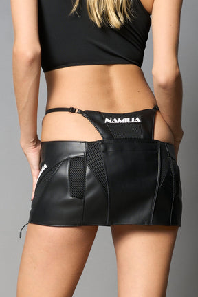 NAMILIA Moto Thong Micro Skirt - Black, xs