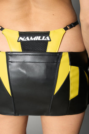 NAMILIA Moto Thong Micro Skirt - Yellow, xs