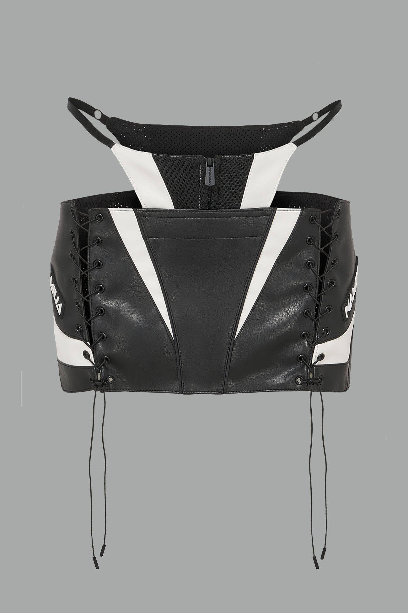 NAMILIA Moto Thong Micro Skirt - White, xs