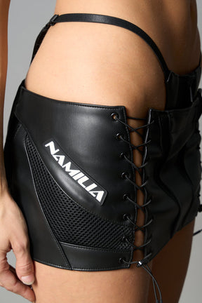 NAMILIA Moto Thong Micro Skirt - Black, xs