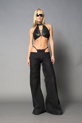 NAMILIA Moto Thong Pants - BLACK, xs