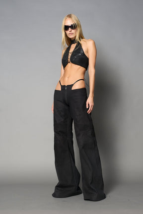 NAMILIA Moto Thong Pants - BLACK, xs