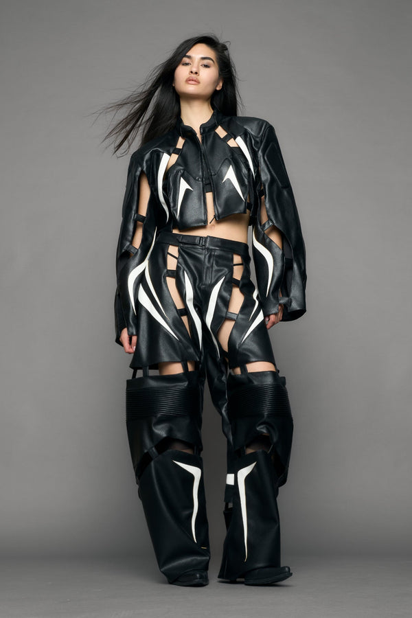 NAMILIA Octane Floating Moto Pants - black white, xs
