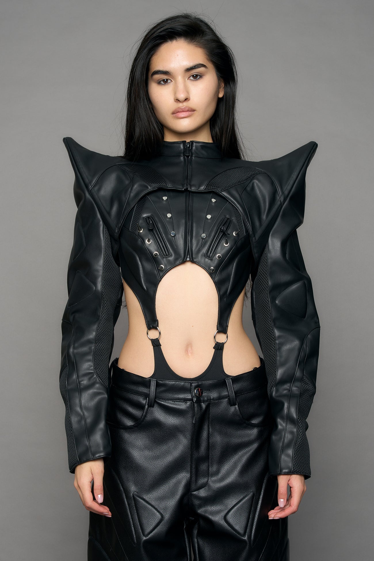 NAMILIA Octane Moto Spike Bolero Jacket - black, xs