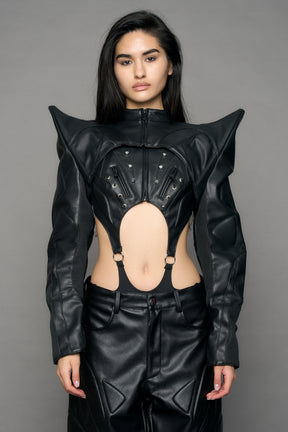 NAMILIA Octane Moto Spike Bolero Jacket - black, xs