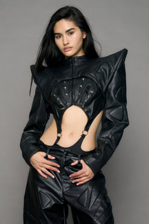 NAMILIA Octane Moto Spike Bolero Jacket - black, xs