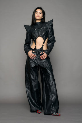 NAMILIA Octane Moto Spike Bolero Jacket - black, xs