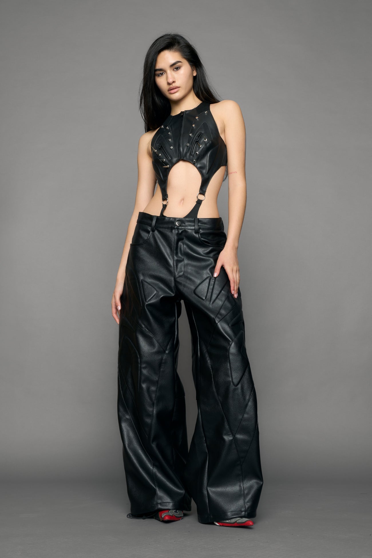 NAMILIA Octane Oversize Leather Pants - black, xs