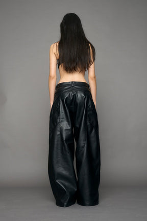 NAMILIA Octane Oversize Leather Pants - black, xs