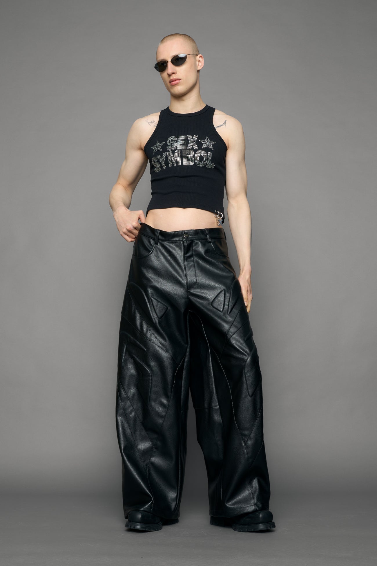 NAMILIA Octane Oversize Leather Pants - black, xs
